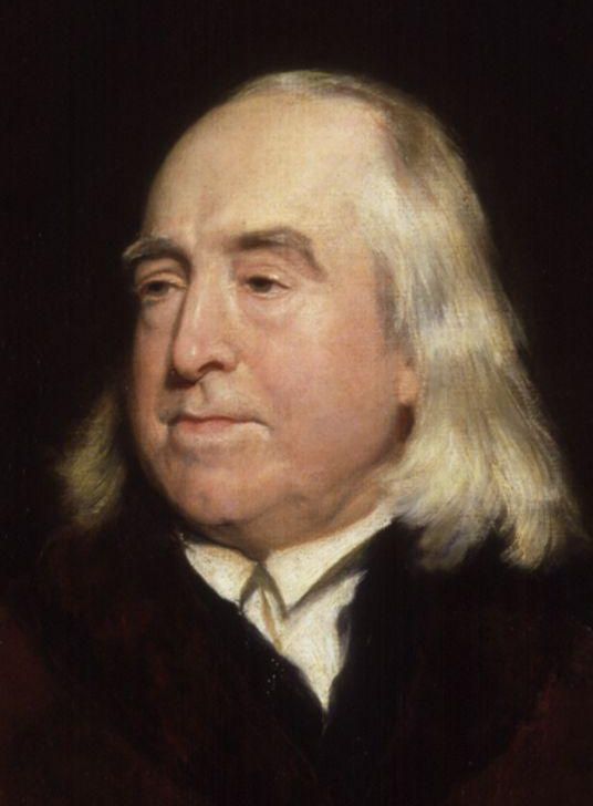 Detail of a painted portrait of an elderly man with long white hair, in a dark coat